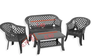 Conjunto Muebles Terraza Plástico Negro