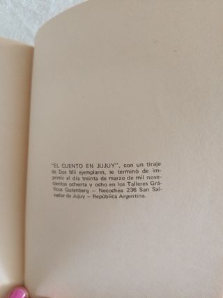 Libro El Cuento en Jujuy 1988