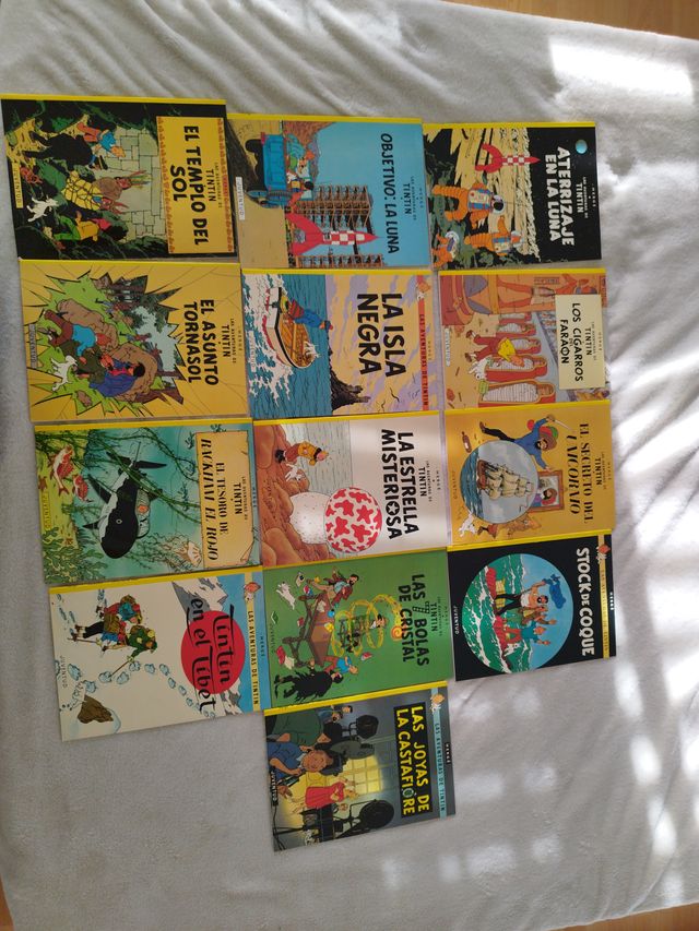 13 tomos de las aventuras de Tintín