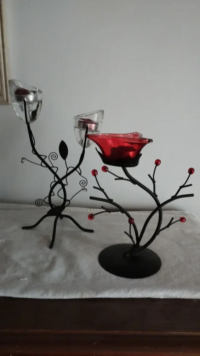 Portacandele in metallo e vetro