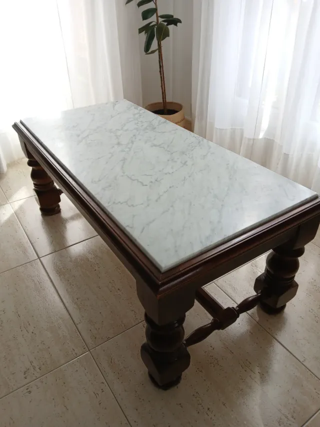 Mesa de centro madera y mármol