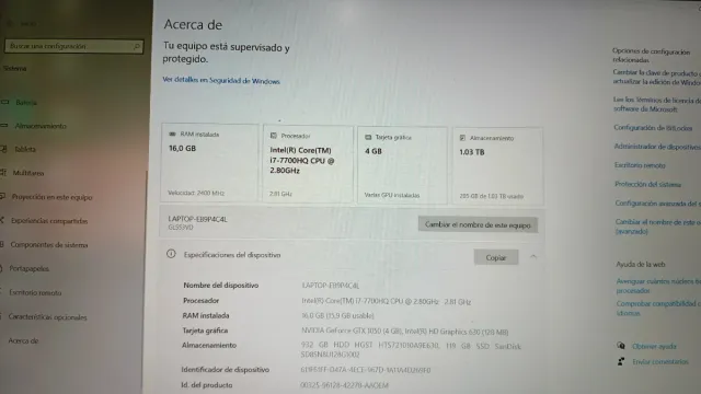 Portátil ASUS ROG 16gb ram