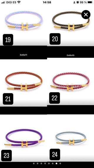 Pulsera Hermés Lila y Dorada