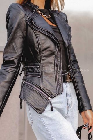 Cazadora de piel entallada 