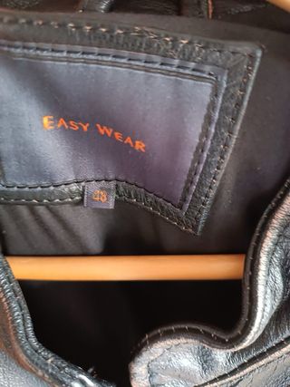 Chaqueta Cuero Easy Wear Negra Talla 48