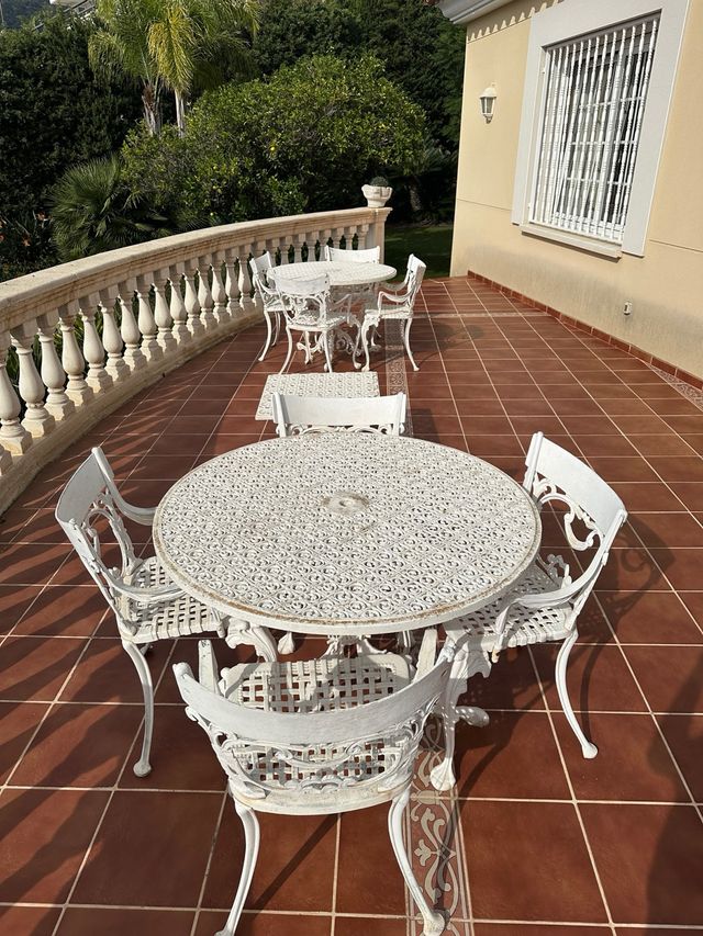 Mesas y sillas de jardín metal blanco