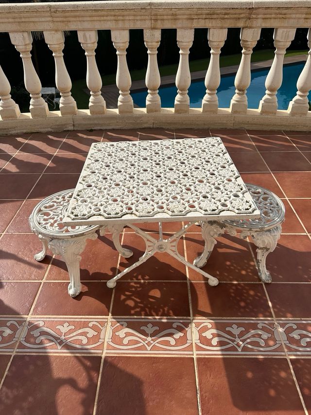 Mesas y sillas de jardín metal blanco