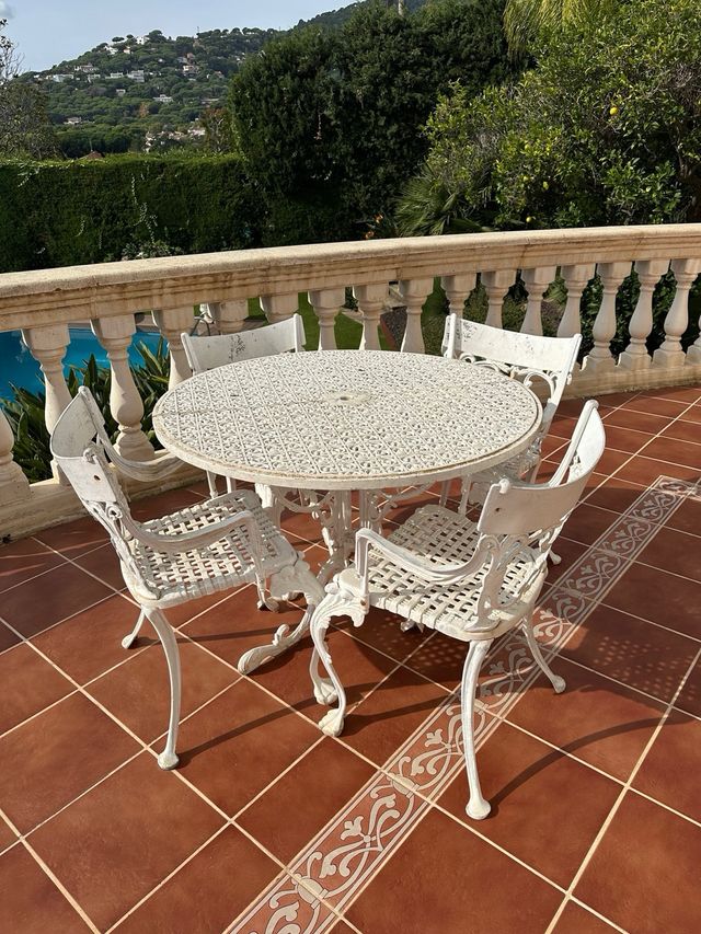 Mesas y sillas de jardín metal blanco