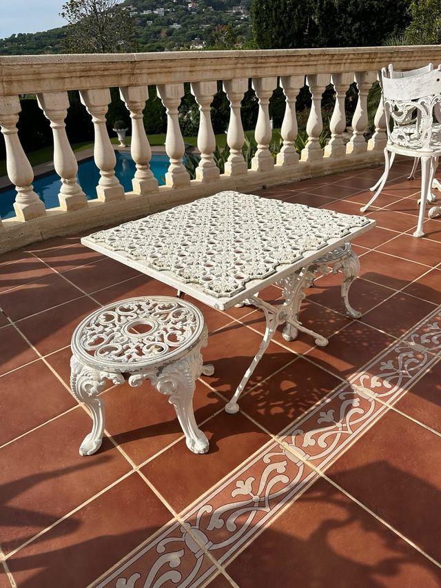 Mesas y sillas de jardín metal blanco