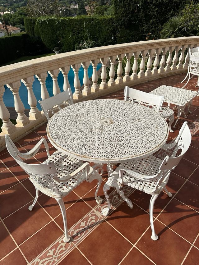 Mesas y sillas de jardín metal blanco