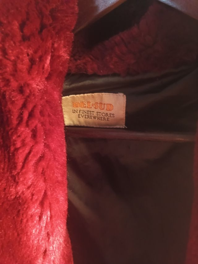 Abrigo pelo granate mujer