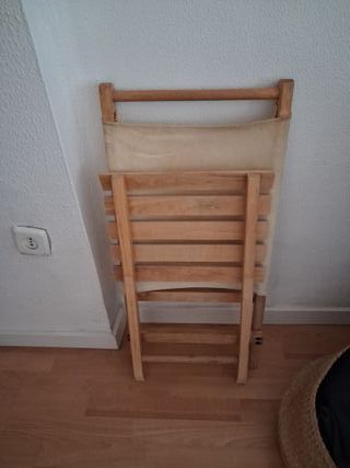 Tumbona Sillla plegable tela y madera.