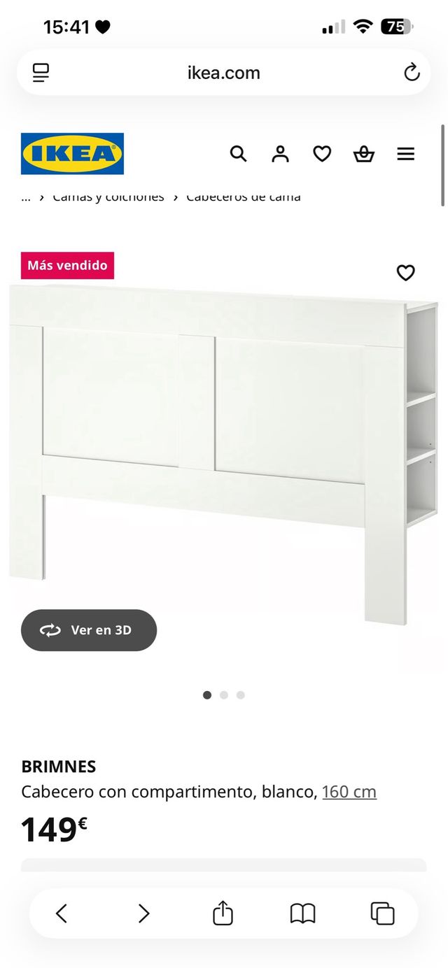 Cabecero blanco BRIMNES con compartimentos