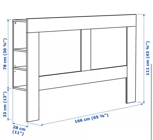 Cabecero blanco BRIMNES con compartimentos
