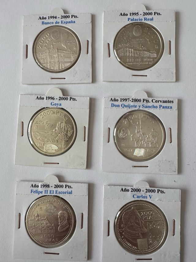 Lote 6 monedas 2000 pesetas Plata