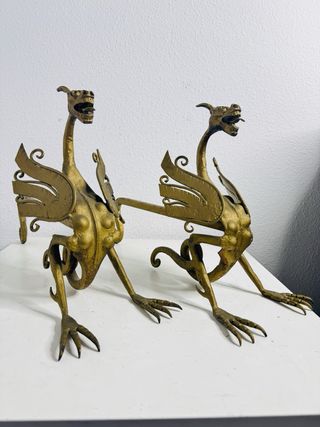 Dragón de forja chimenea Morillos