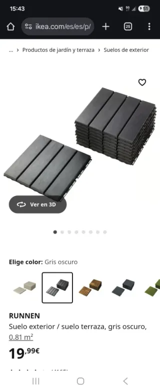 RUNNEN Baldosas Suelo Exterior Gris Oscuro