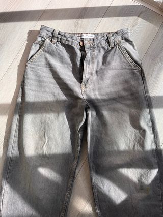 Pantalón baggy gris Bershka