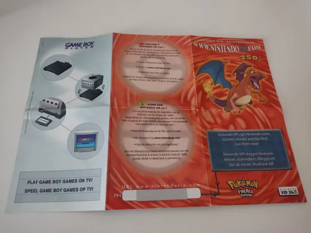 Inserto Nintendo VIP Pokémon Rojo Fuego