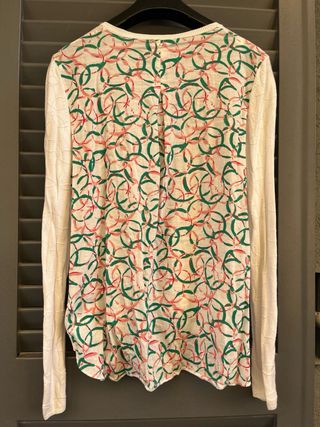 Cardigan Benetton bianco con fantasia