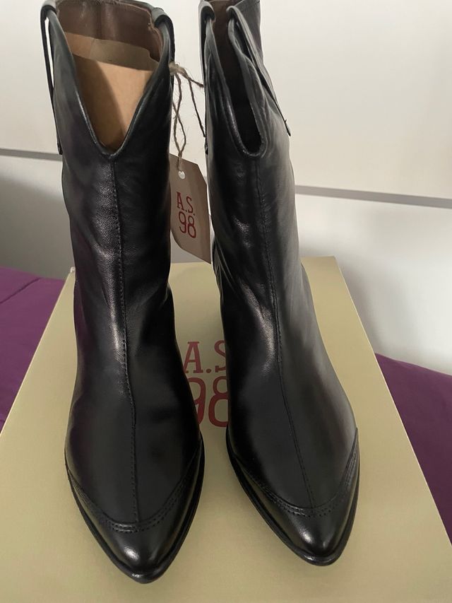 Botines A.S. 98 Cuero Negro Talla 39