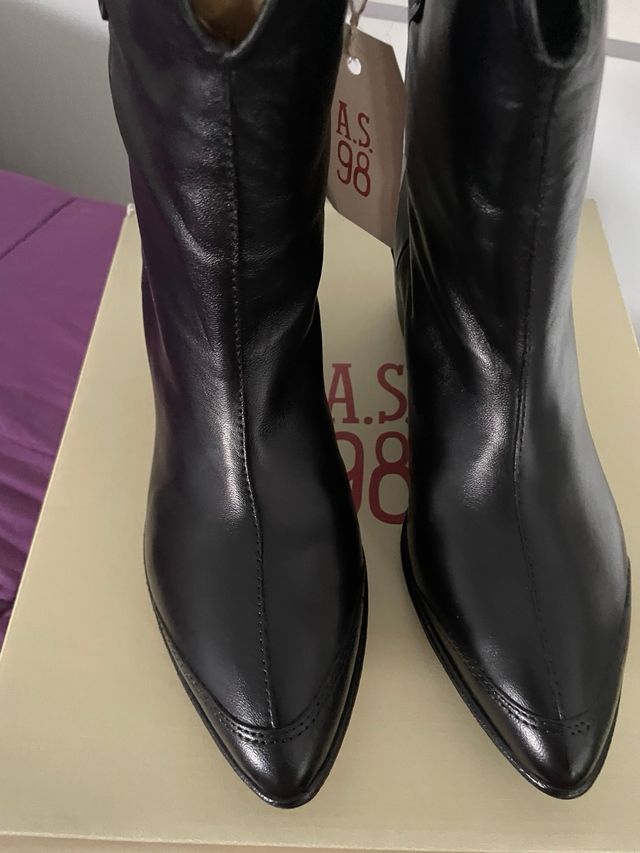 Botines A.S. 98 Cuero Negro Talla 39