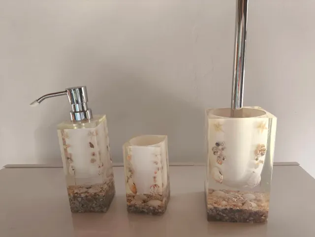 Juego baño con conchas y estrellas