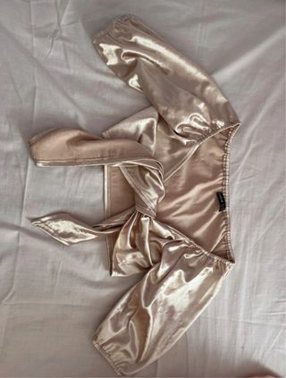 Top champán manga abullonada talla S