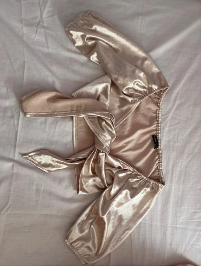 Top champán manga abullonada talla S