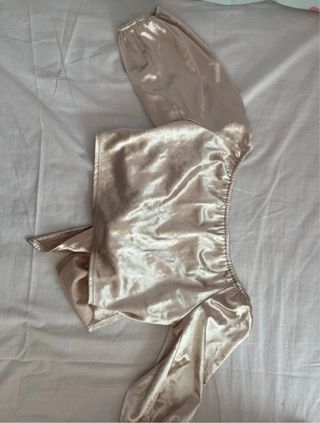 Top champán manga abullonada talla S