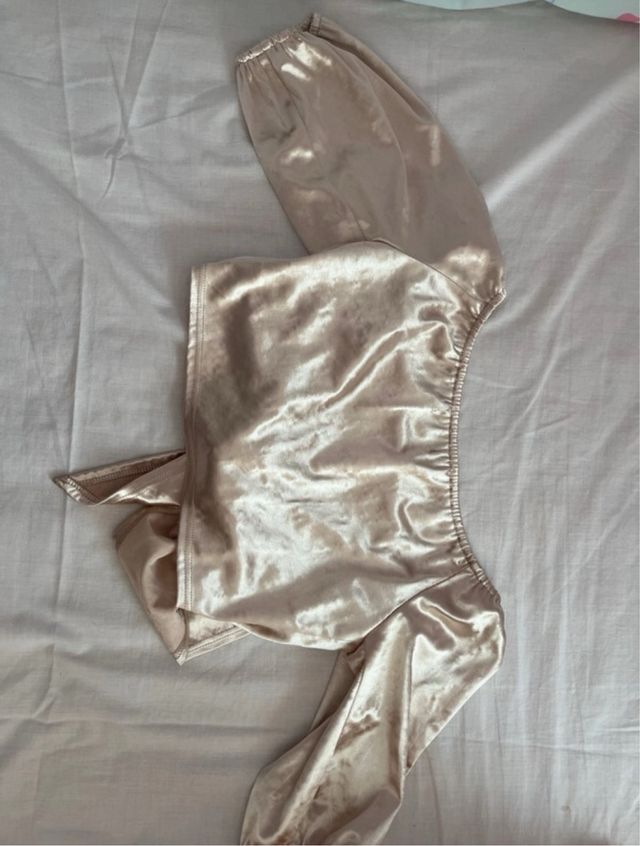 Top champán manga abullonada talla S