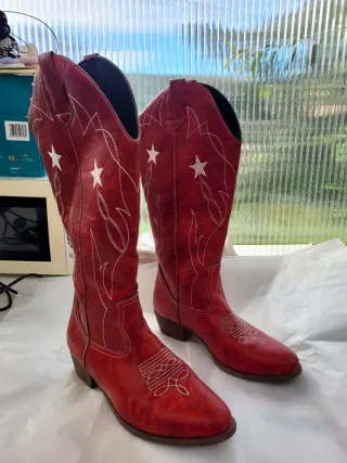 Botas Cowboy Rojas Bordadas