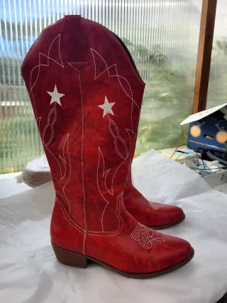 Botas Cowboy Rojas Bordadas
