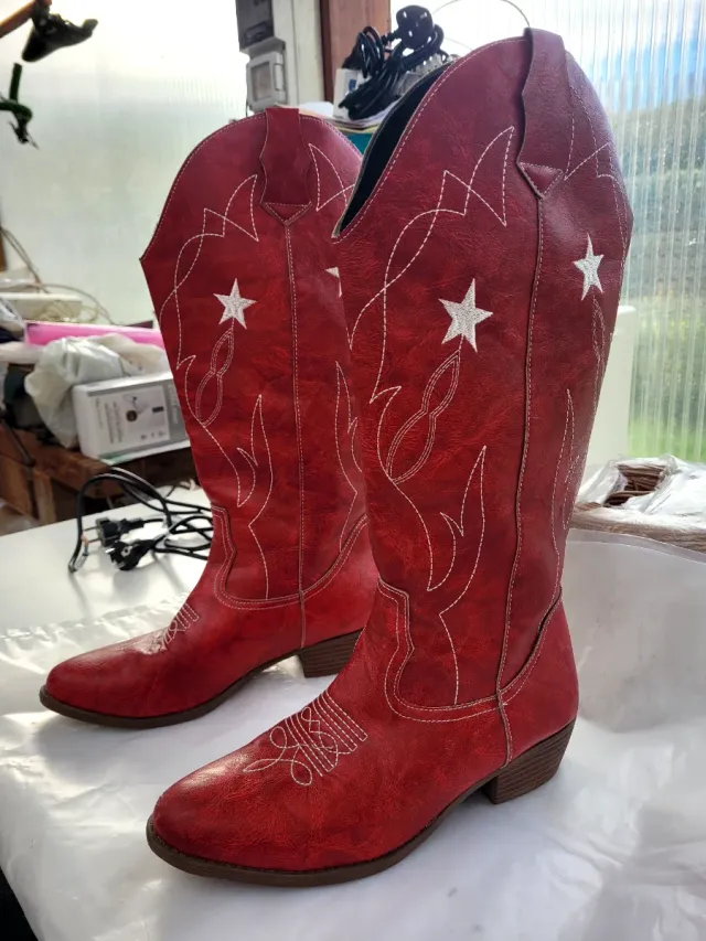 Botas Cowboy Rojas Bordadas