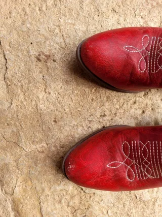 Botas Cowboy Rojas Bordadas