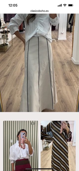 Falda midi blanca con vivos negros