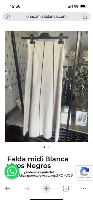 Falda midi blanca con vivos negros