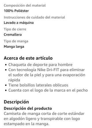 Chaqueta Deporte Nike Dri-FIT