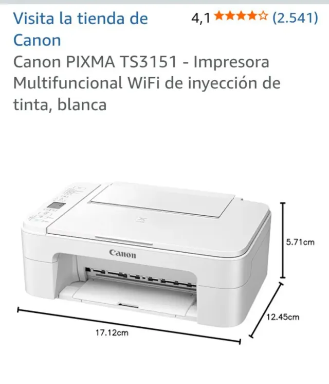 Impresora Canon PIXMA TS3151 WiFi Blanca