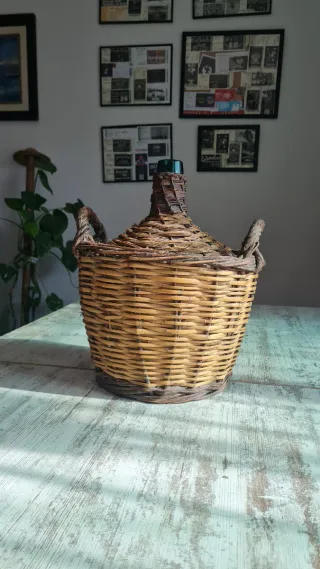 Damajuana Vidrio Verde Canasto Mimbre