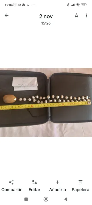 Collar TOUS perlas y piedra beige