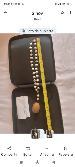 Collar TOUS perlas y piedra beige