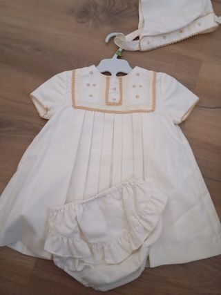 Conjunto 3 piezas bebé beige para ocasiones