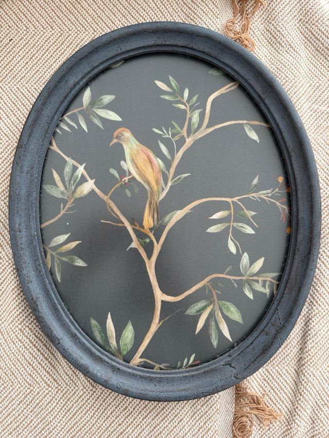 2 Cuadros Ovalados Pájaros y Ramas