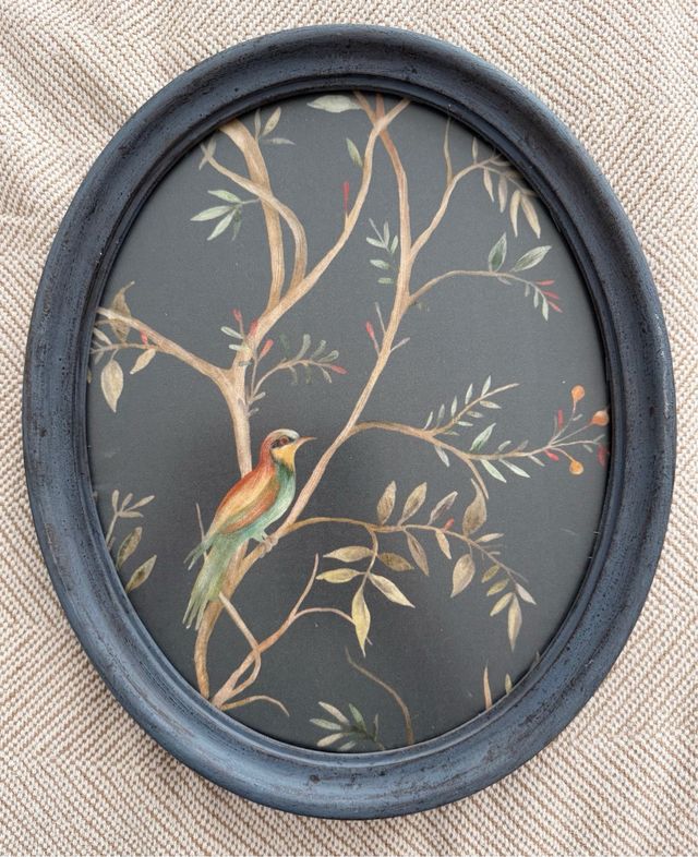 2 Cuadros Ovalados Pájaros y Ramas