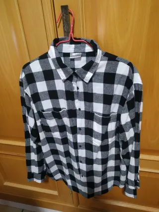 Camisa cuadros mujer blanco y negro