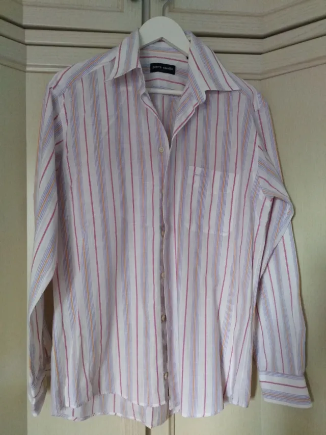 Camisa Pierre Cardin Rayas Rosas y Blancas