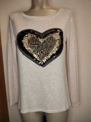 Camiseta Corazón Lentejuelas, talla L
