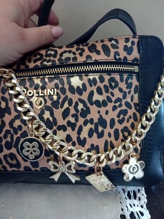 Borsa Pollini leopardata con catena