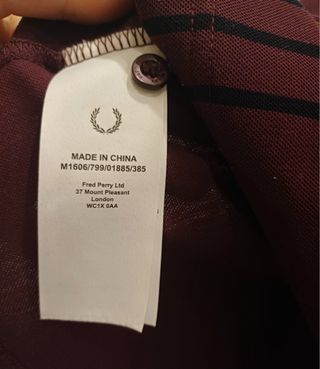 Polo Fred Perry Granate Rayas Negras Slim SE